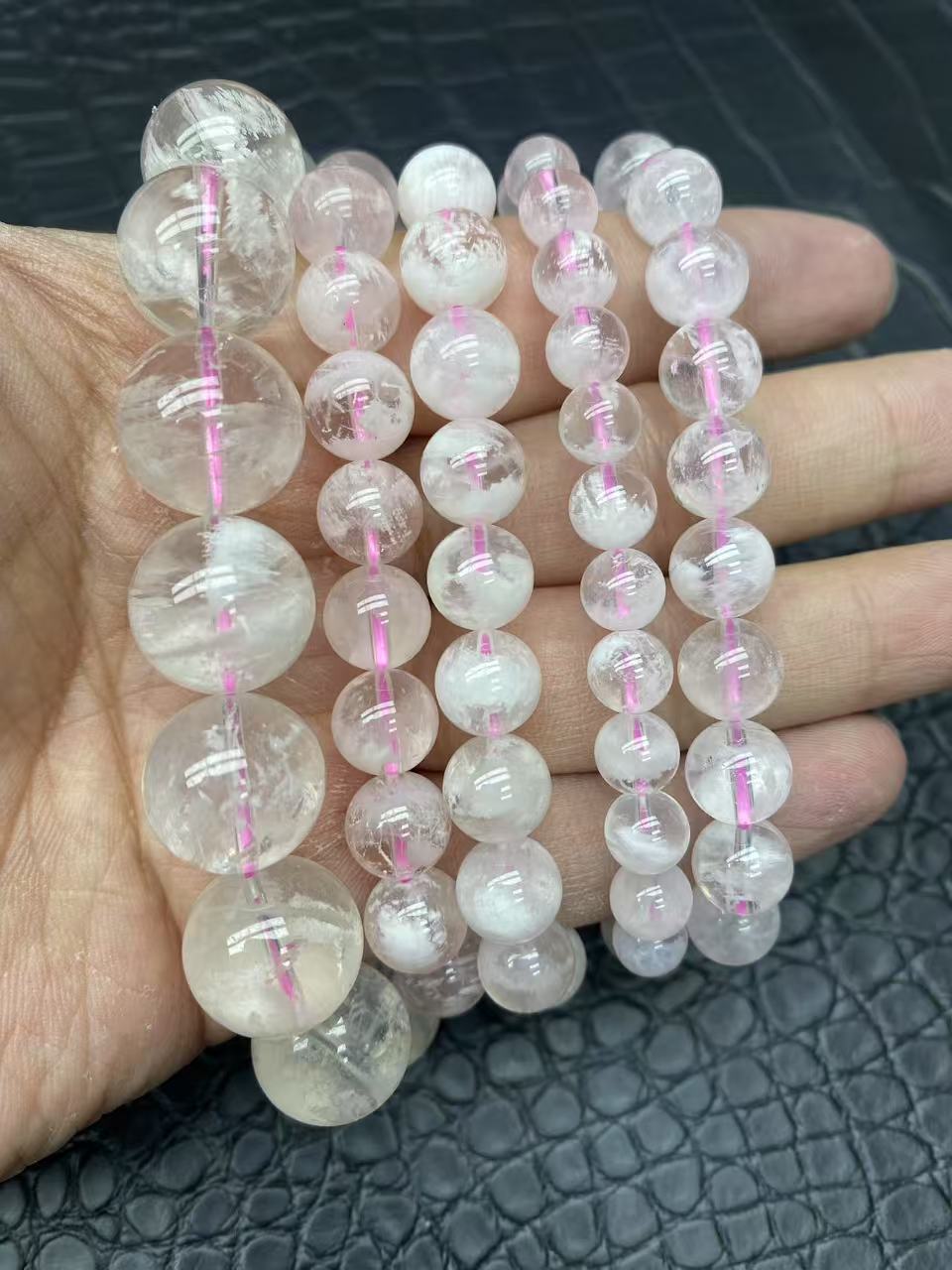 B27 粉雪花幽灵灵单圈手链 7-16mm 多样性发一