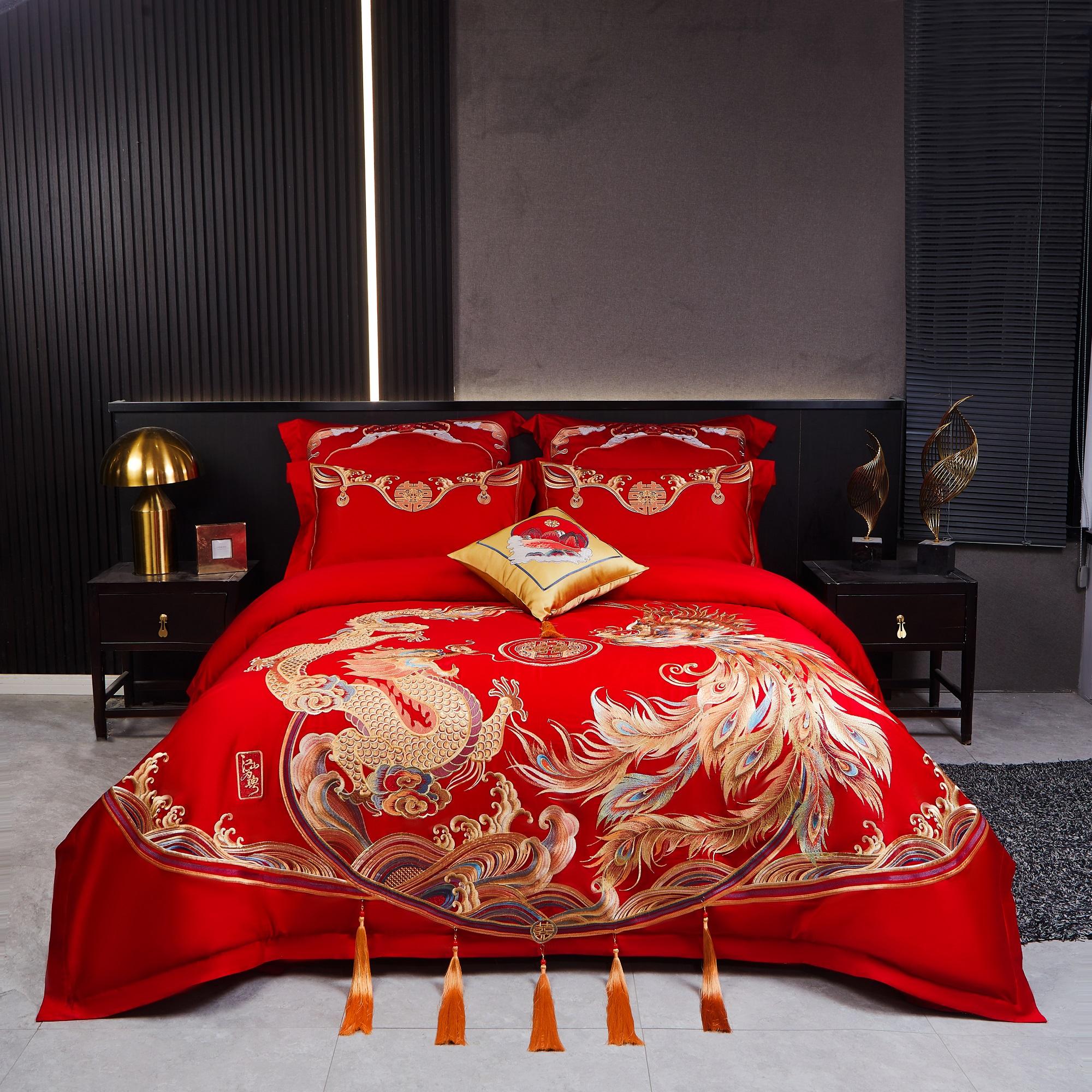 【龙凤九天】婚庆床品套件中式重工刺绣四件套婆婆婚房床上用品被套