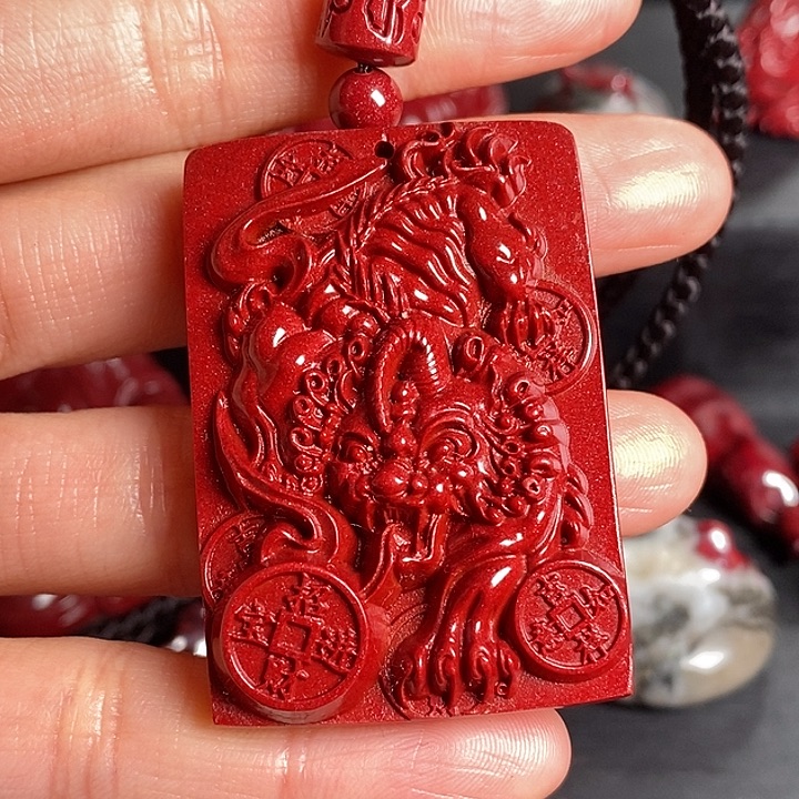 天然辰砂天然高含量朱砂貔貅挂件