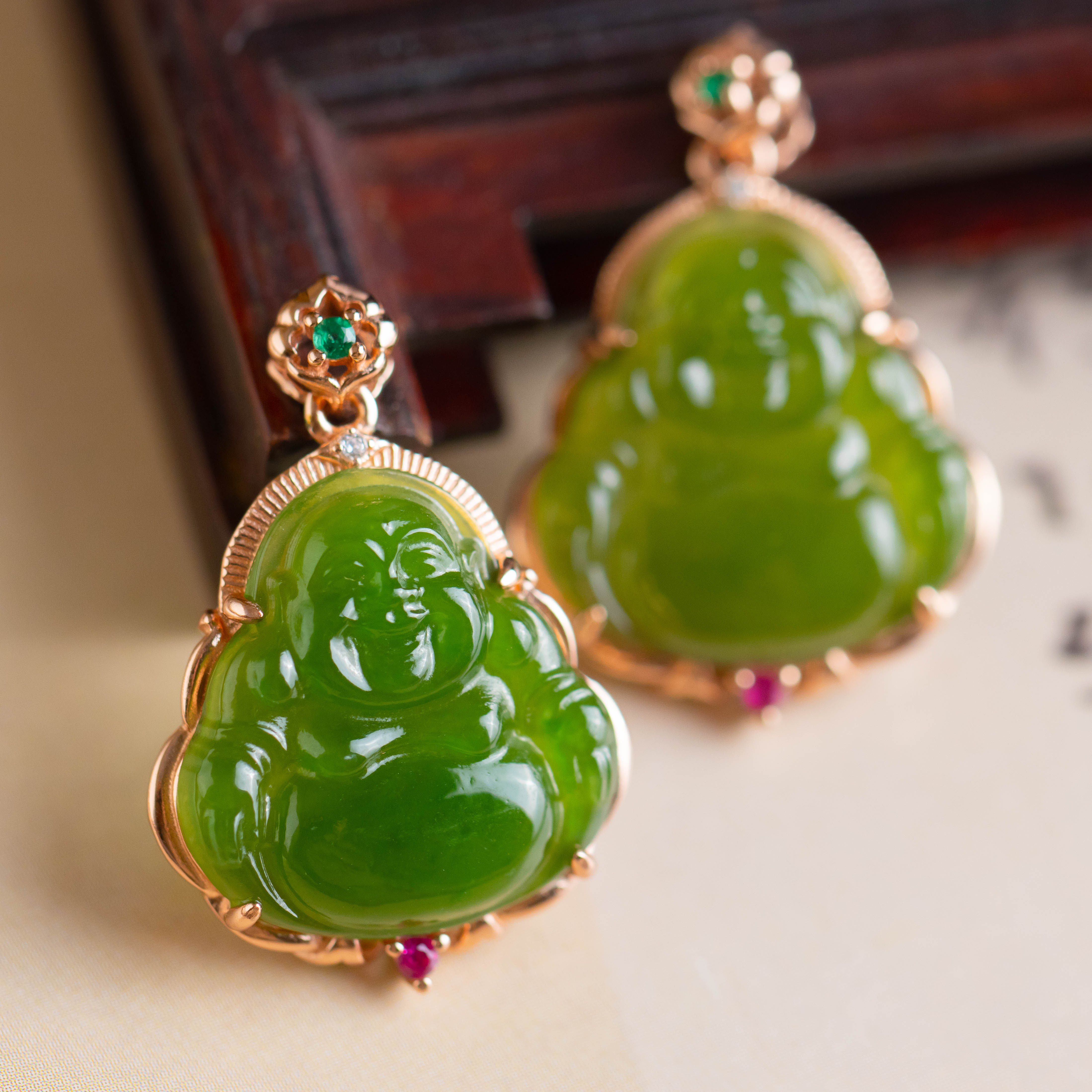 S925银镶嵌和田玉佛公吊坠不含链（多样性发货 发其一）