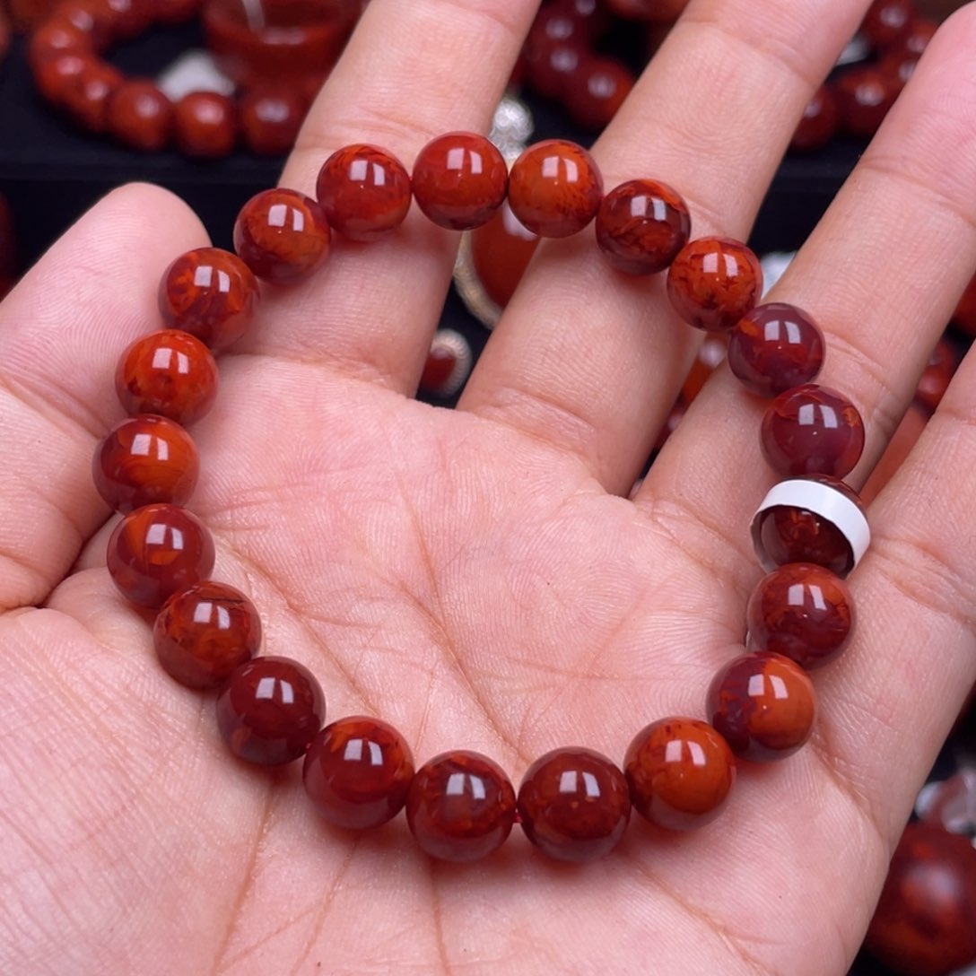 南红玛瑙珠宝奇石未镶嵌优**多单圈9mm