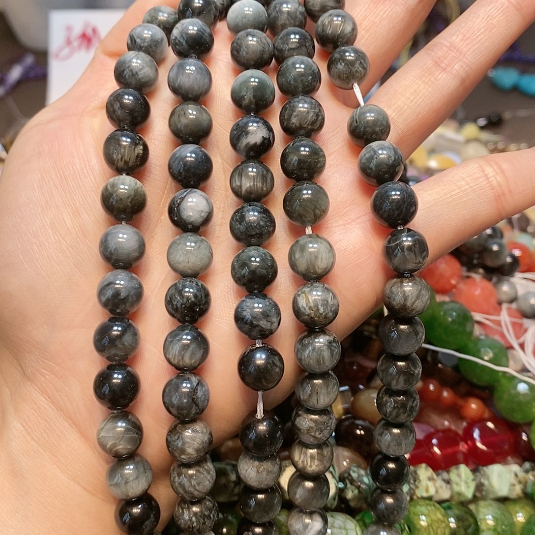 散珠玛瑙/玉髓鹰眼石一条10mm