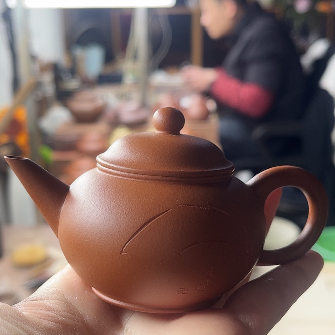 途***花茶壶紫砂精工半手朱泥小水平