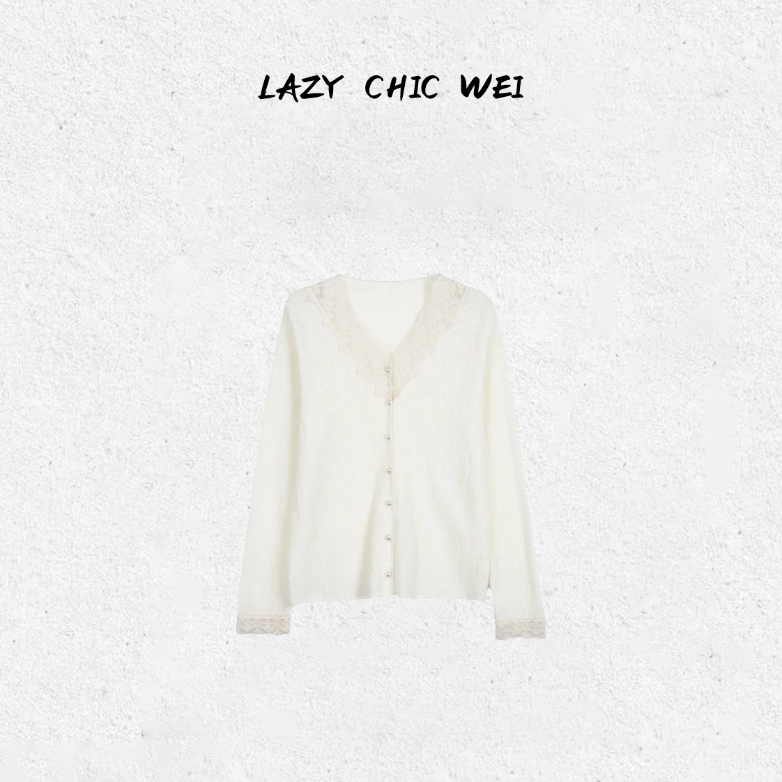 WEI“朦胧缪斯”针织立体蕾丝内搭微胖显瘦上衣打底衫2505SSW6097