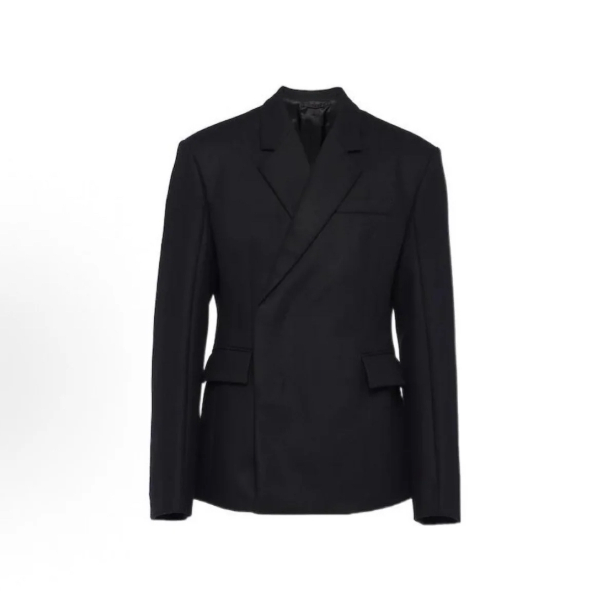 未使用 Prada/普拉达 纯色双排扣羊毛西装外套 男女同款 黑色