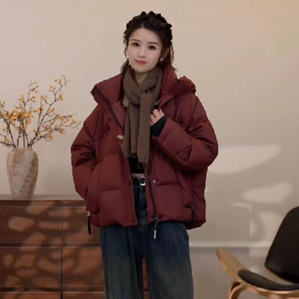 [爆款现货]2025新款羽绒服女韩版宽松连帽保暖休闲冬装外套B