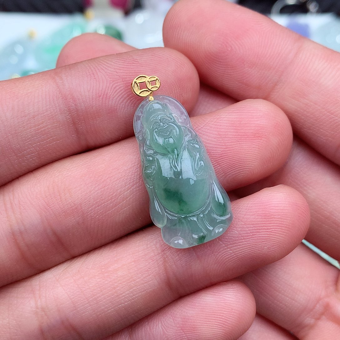 翡翠吊坠(不含链)18K金镶嵌