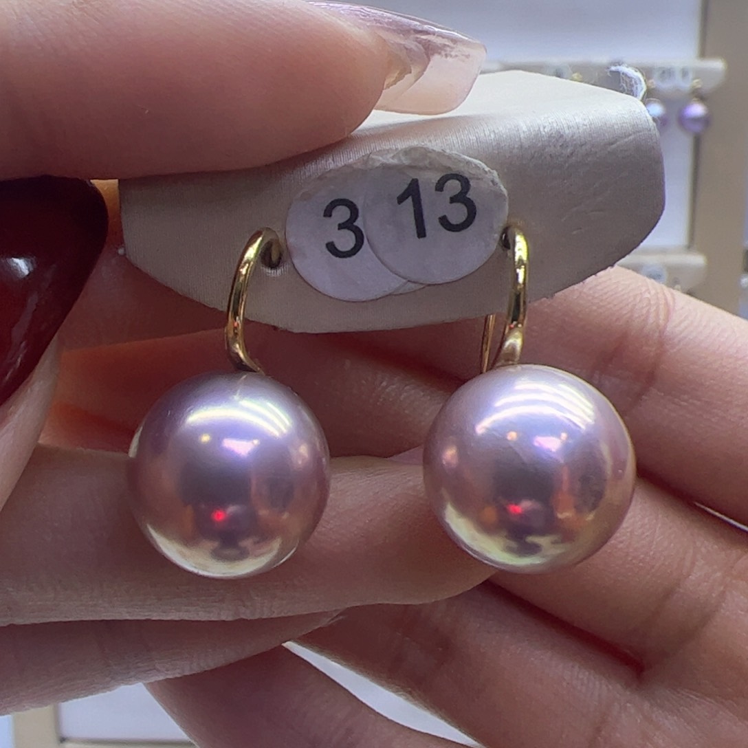 淡水珍珠耳饰18K金镶嵌