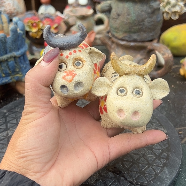 两个福利手工粗陶高温花盆