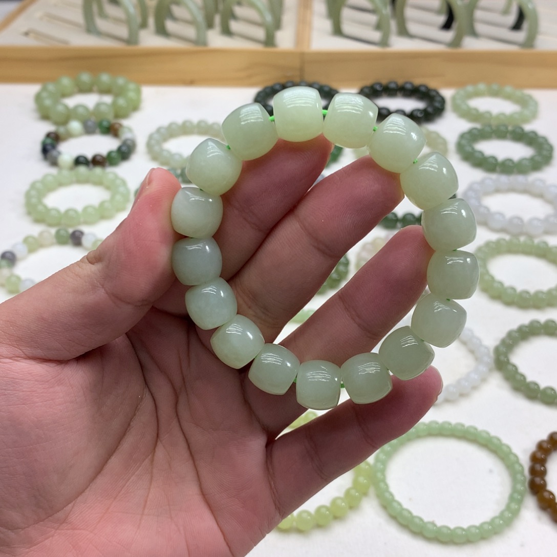 和田玉手串（直切晴水12.8） 未镶嵌