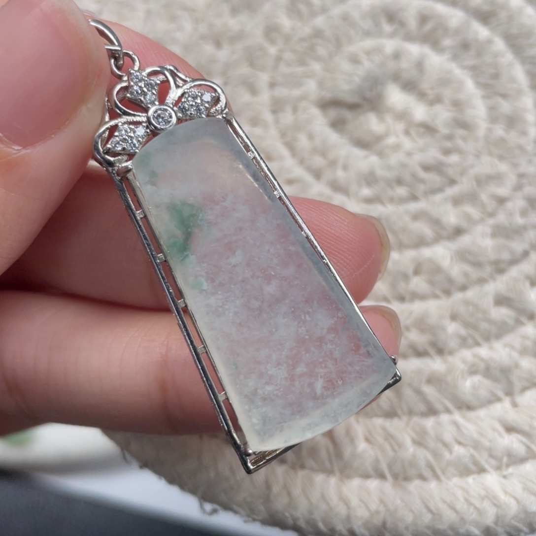 翡翠银S925镶嵌颈饰天然A货缅甸翡翠