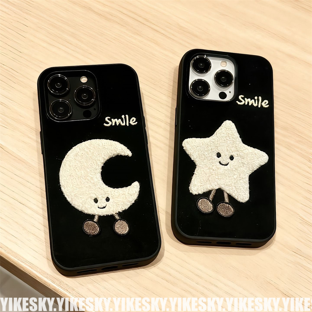 秋冬刺绣月亮星星苹果17promax手机壳iPhone16154131211新款14pro