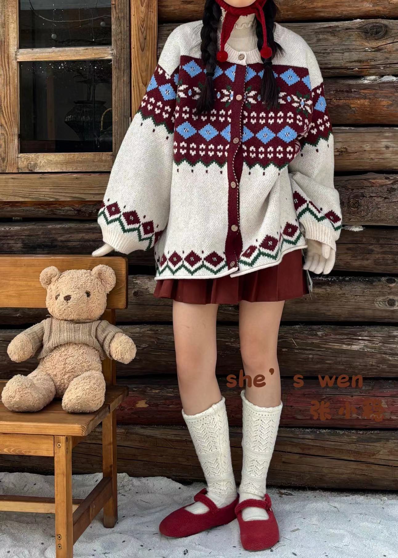 米多多 ZXW-3651-日系复古毛衣开衫