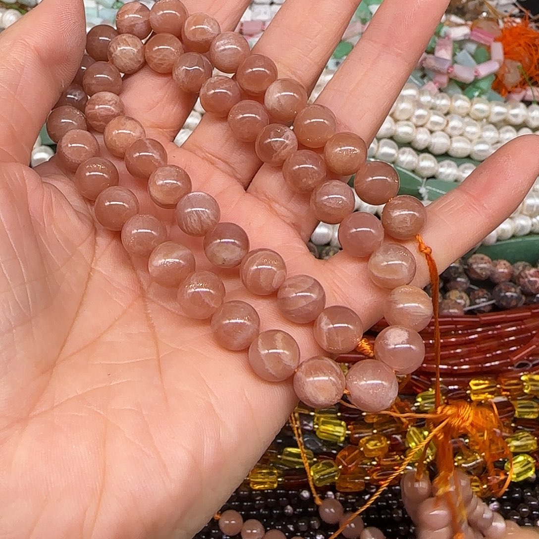 玛瑙/玉髓合金珠宝半成品太阳石8mm一条