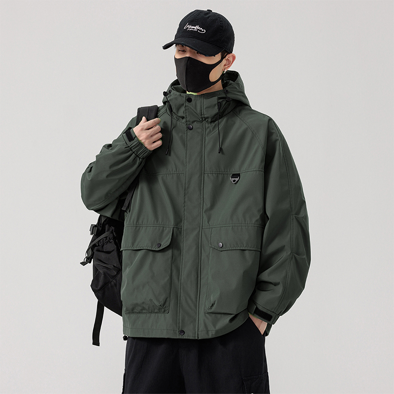 高品质男士大码外套帅气连帽夹克潮流休闲百搭春秋季连帽外套8503