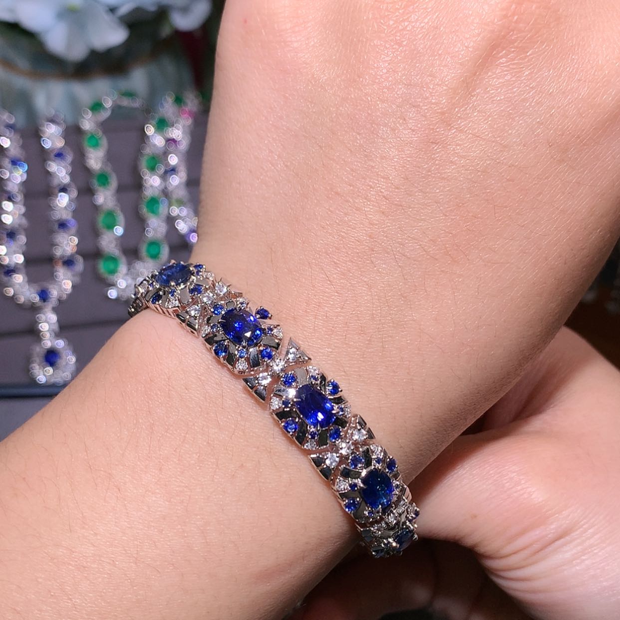 【闪购商品】蓝宝石手链18K金镶嵌