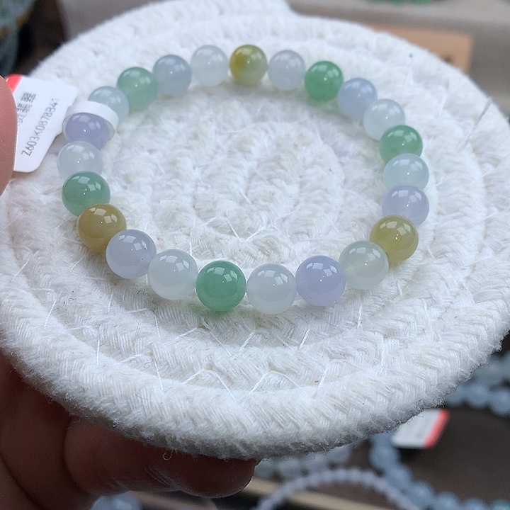 翡翠未镶嵌手链马卡龙