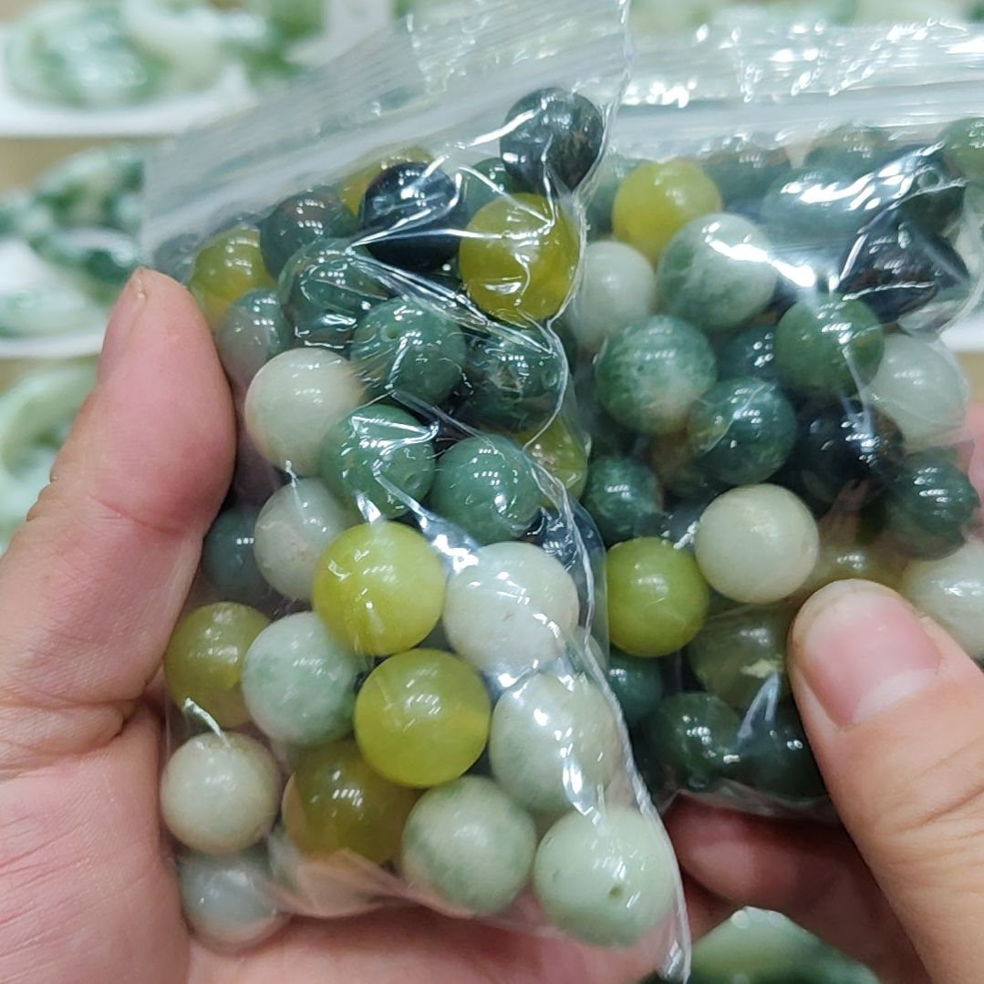 蛇纹石玉珠宝半成品未镶嵌瑕疵珠子多样性拍一发一
