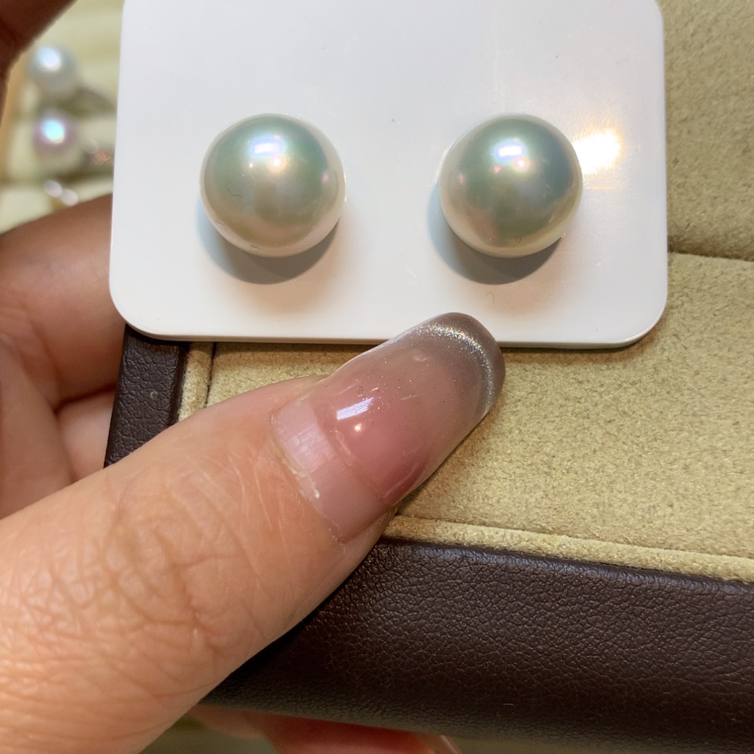 淡水珍珠耳饰银S925镶嵌