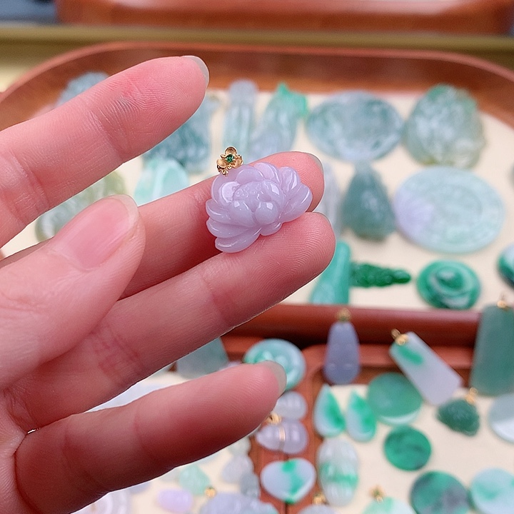 翡翠颈饰18K金镶嵌87546776778