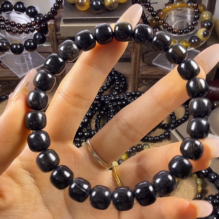 绝***度木质非金属0.9黑手串