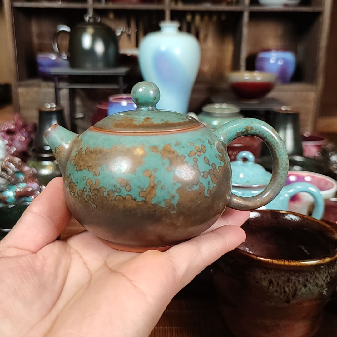 摆件钧窑瓷器钧窑瓷器壶