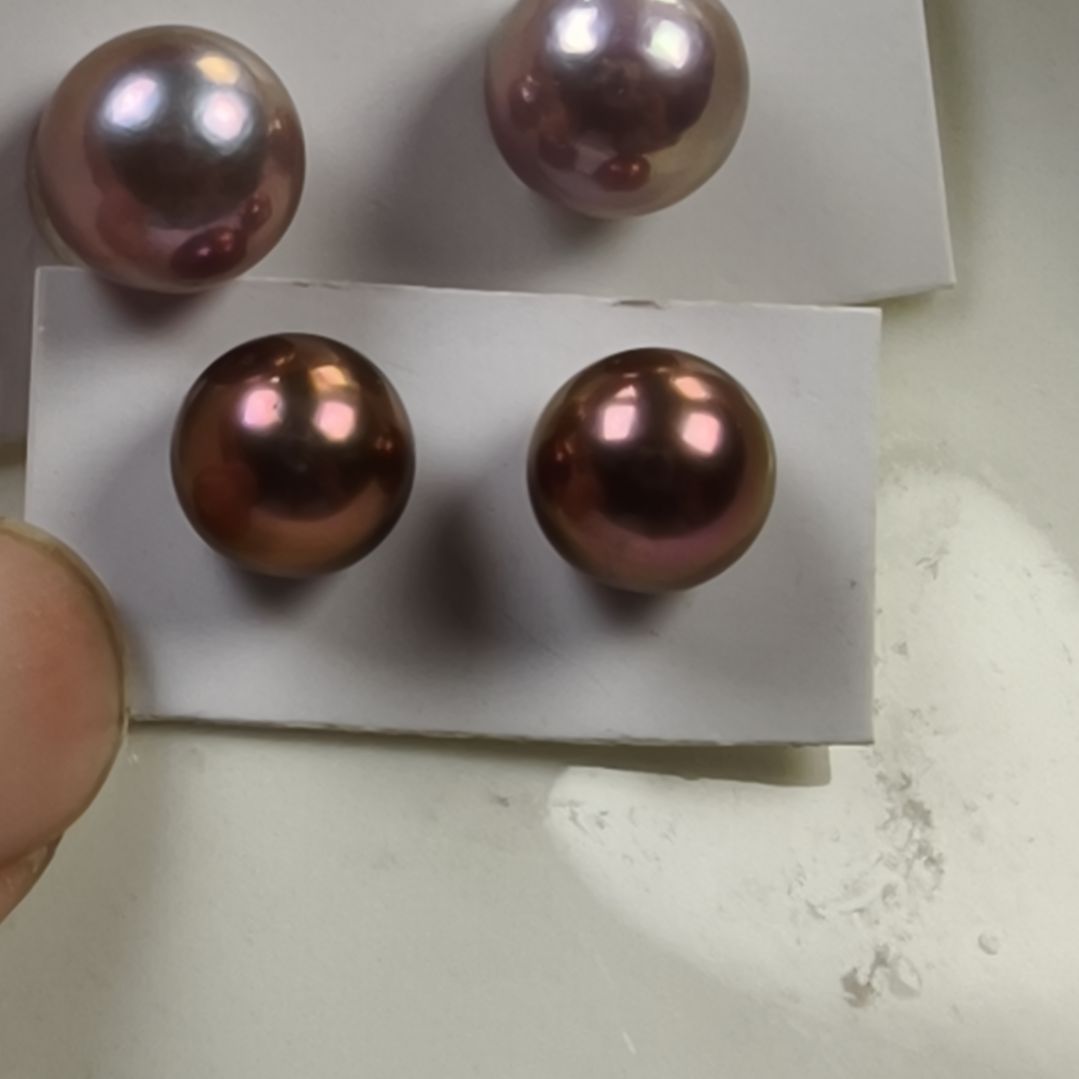 淡水珍珠银S925镶嵌耳饰