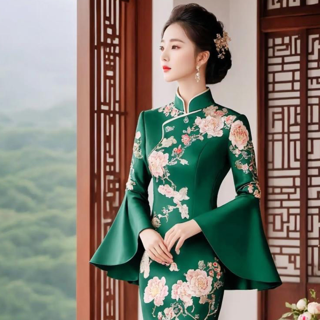 《金竹家》蜀锦、云锦、宋锦旗袍