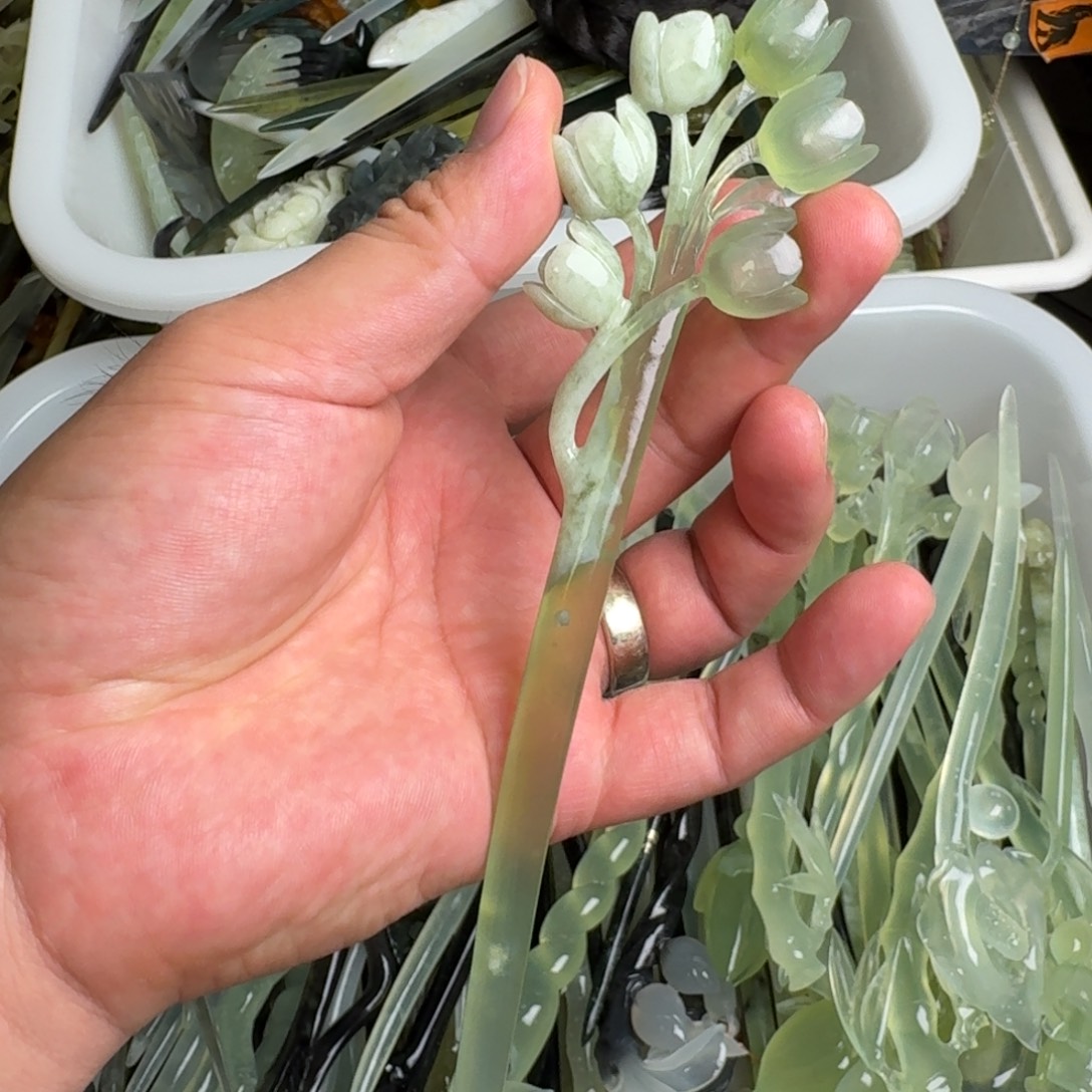 未镶嵌蛇纹石玉发饰