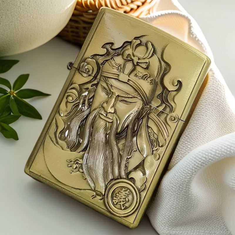 JL004复古浮雕关公打火机创意个性防风老式怀旧（无礼盒）