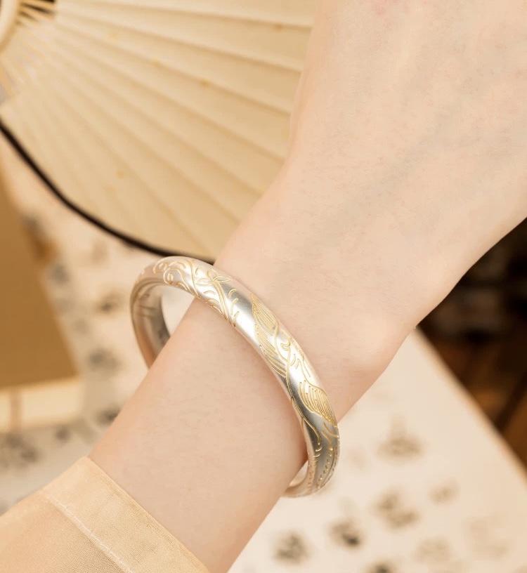 足银手镯 2号链接 【闭口手镯】足银999.9 清库存带证书礼盒包装