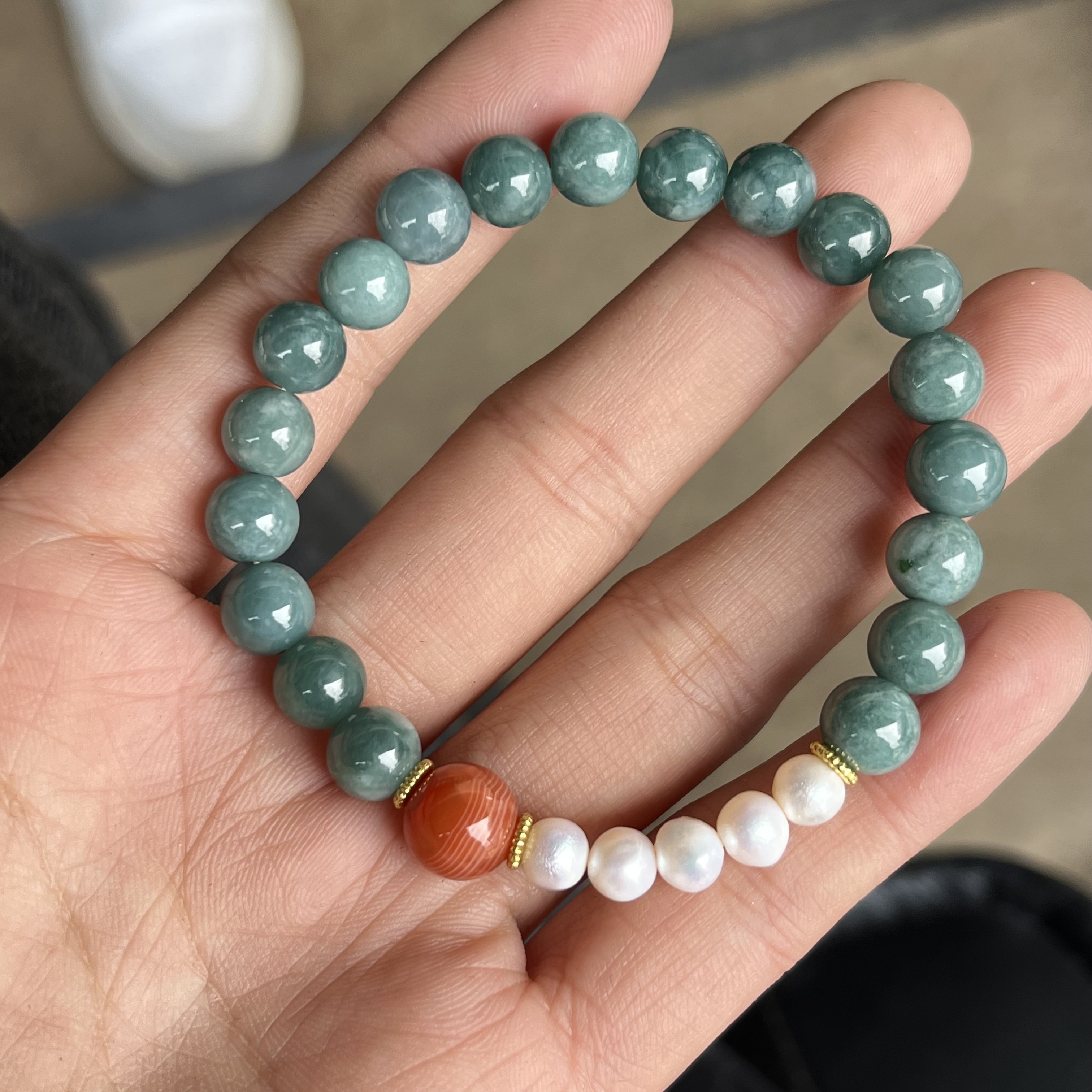 【梵东甄选】Z459-天然蓝水翡翠手串手链-多样性发其一