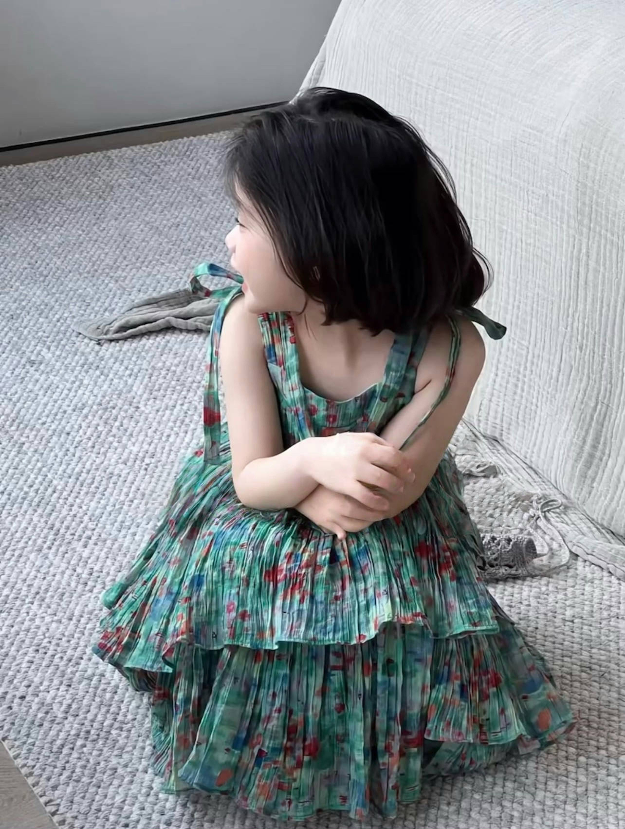 九子-2025夏季韩国设计师款亲子童装吊带裙  Q8057