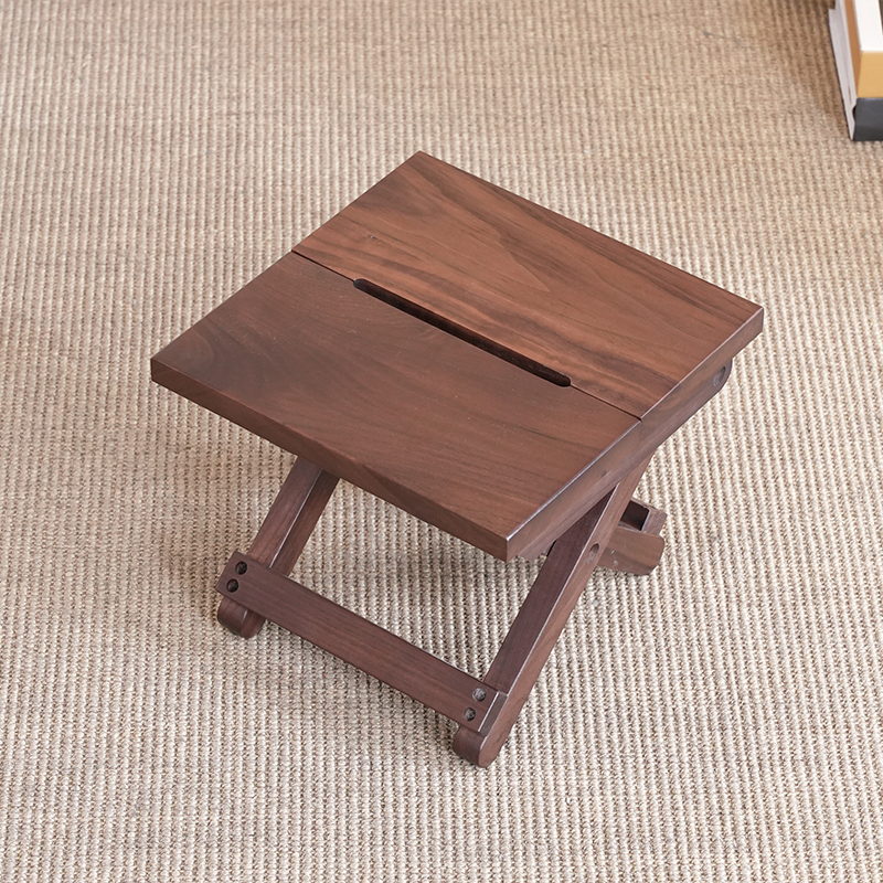 北美黑客厅升降折叠小凳简约北欧可折叠家用正方形简易实木木头