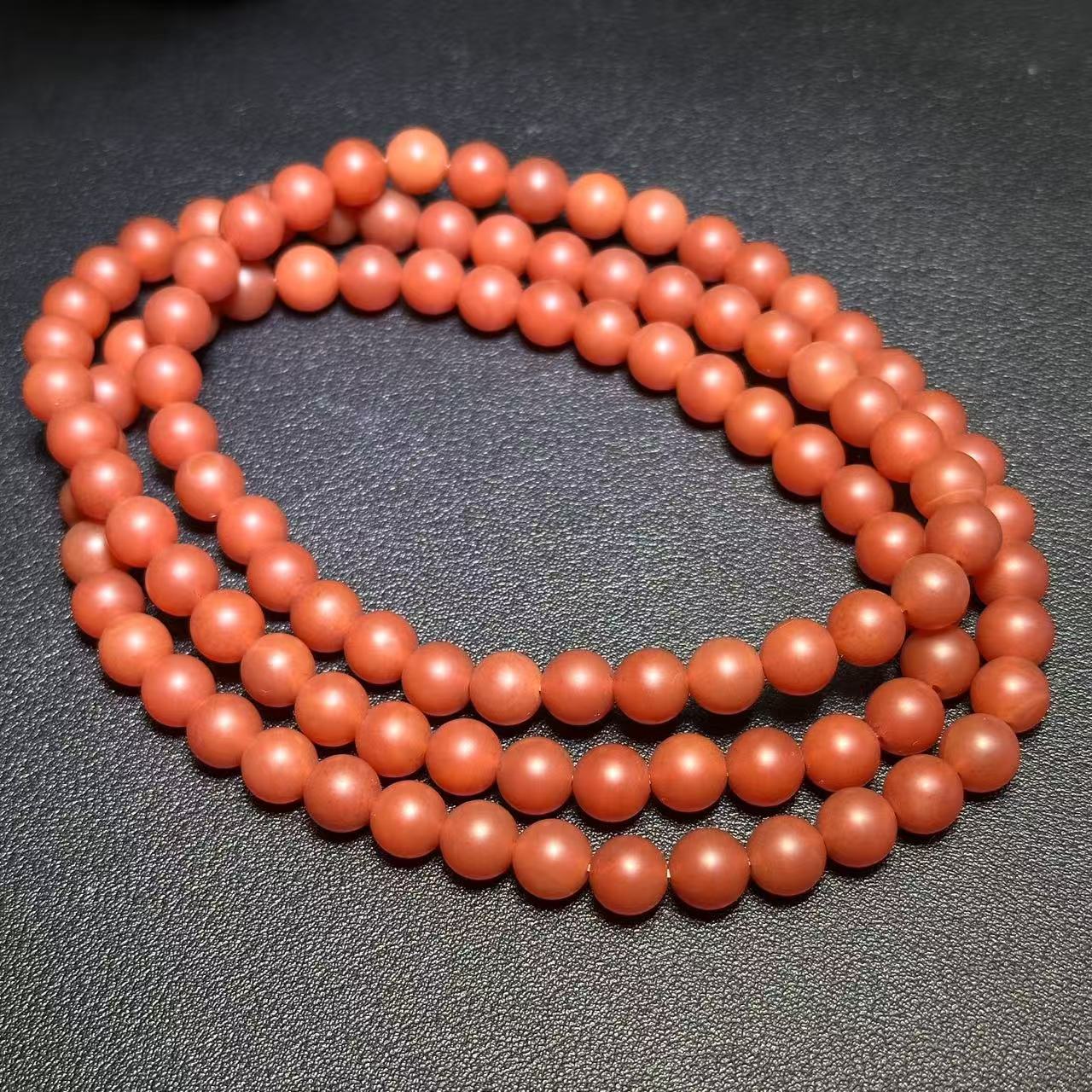 FS624【福嘟嘟珠宝】沁血牛黄宝红玛瑙项链-送礼佳品-108粒左右