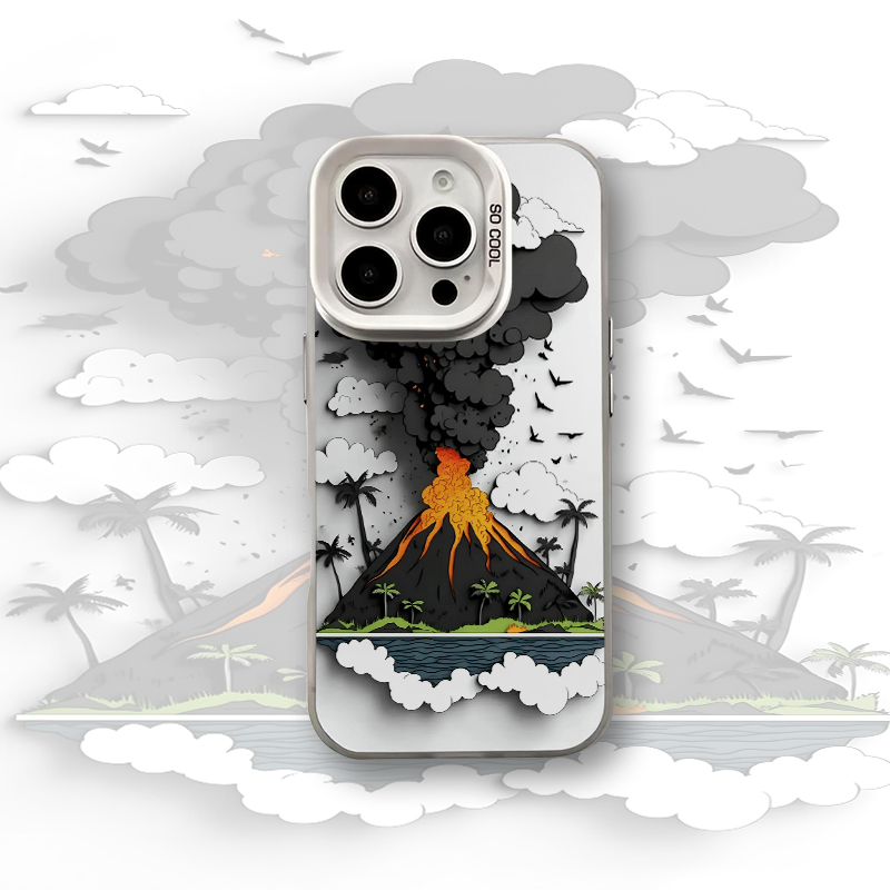 彩银火山喷发适用苹果16promaxiPhone手机壳华为oppo小米vivo防摔