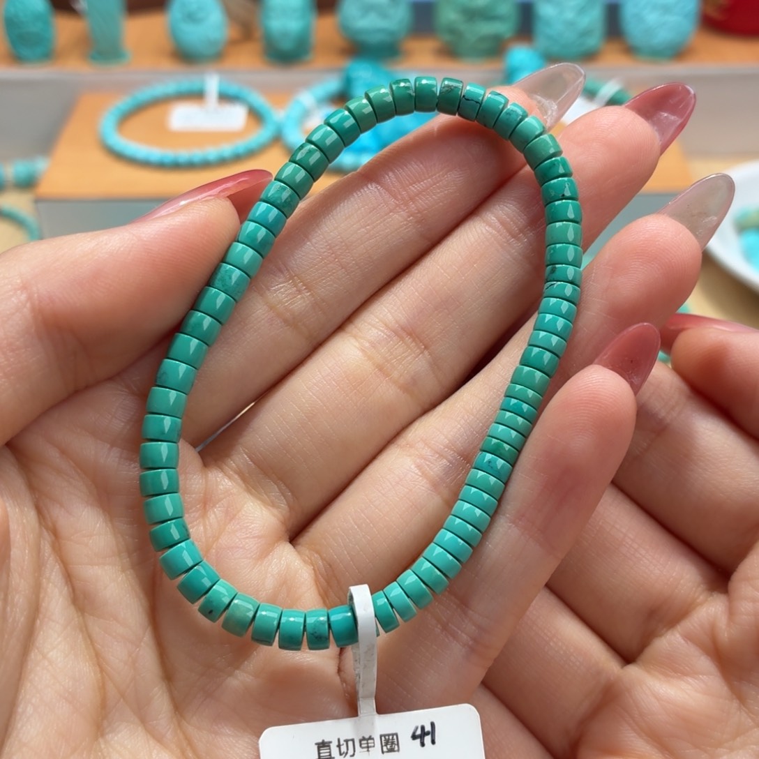 绿松石未镶嵌珠宝奇石直切手串4.5