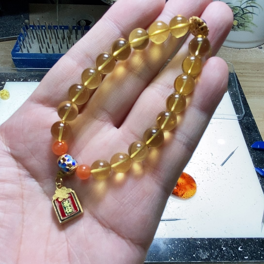 琥珀项圈未镶嵌業*手串8加
