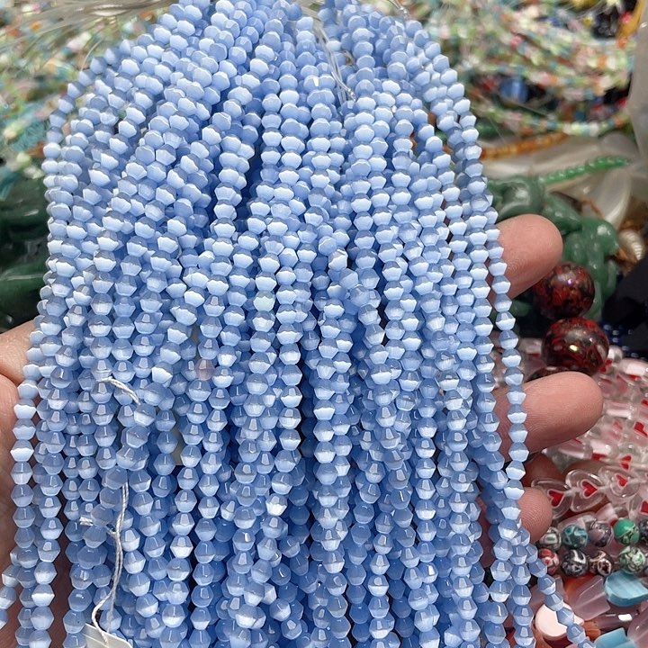 玛瑙/玉髓珠宝半成品未镶嵌2条4mm切面猫眼