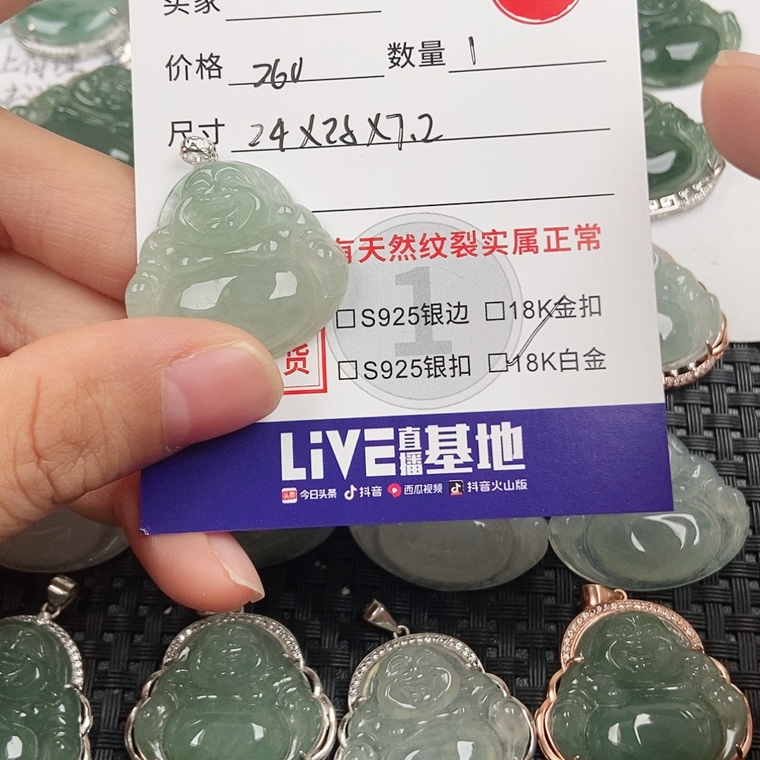 花***）翡翠18K金镶嵌颈饰