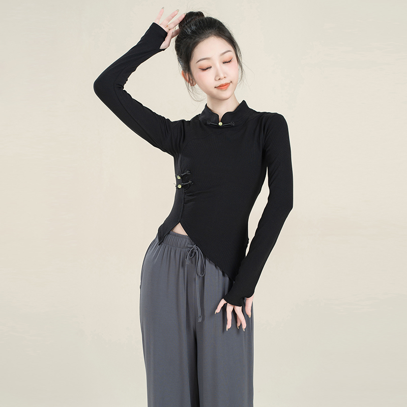 现代舞练功服中国舞艺考表演服秋冬长袖套指上衣形体服女