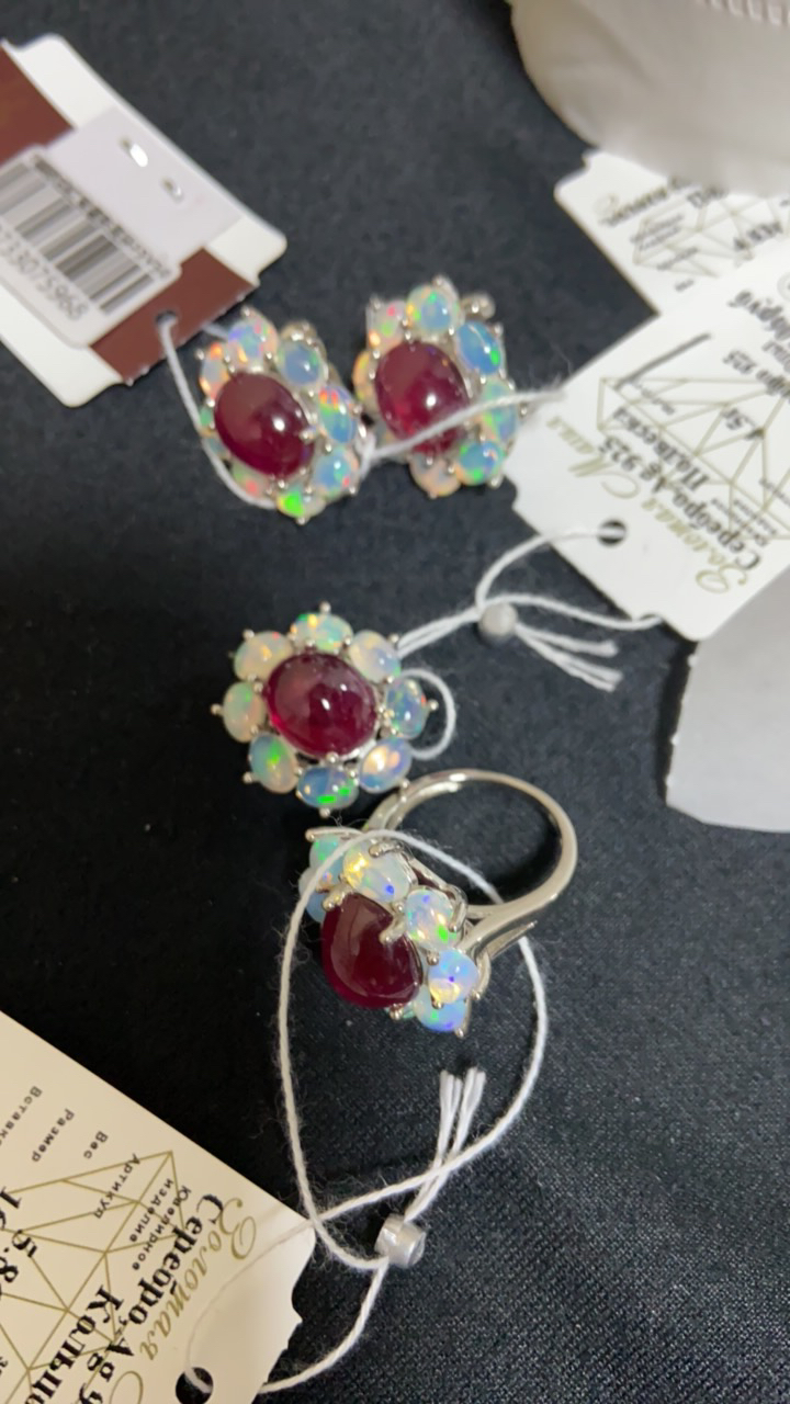 925银银制品 925银套装彩色镶嵌