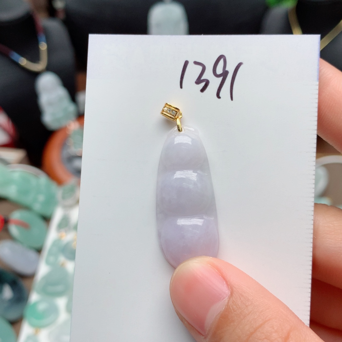 翡翠颈饰银S925镀金镶嵌吊坠