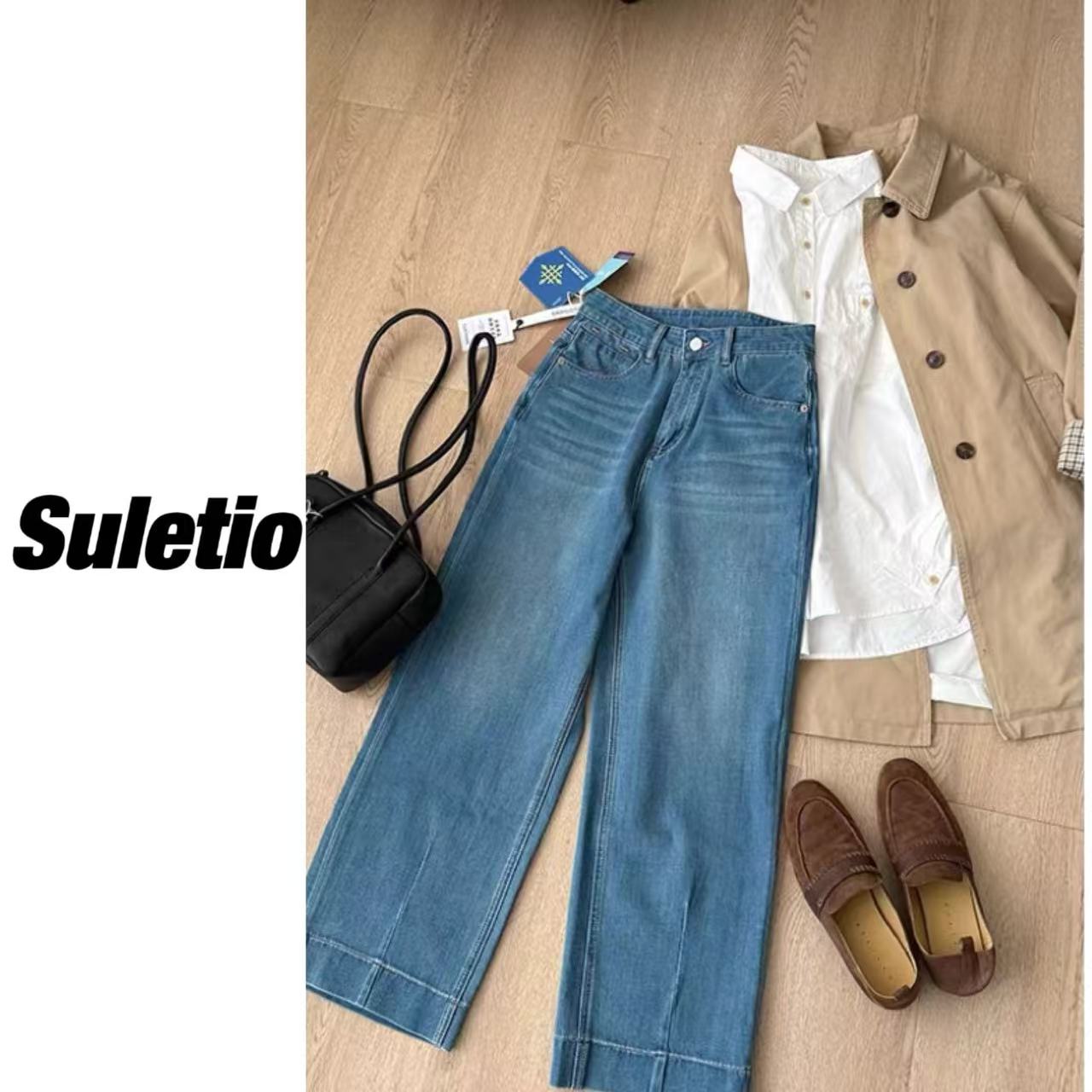 5028#冬季新品四面弹加绒植绒 薄荷绿调奶奶裤 保暖显瘦牛仔裤女