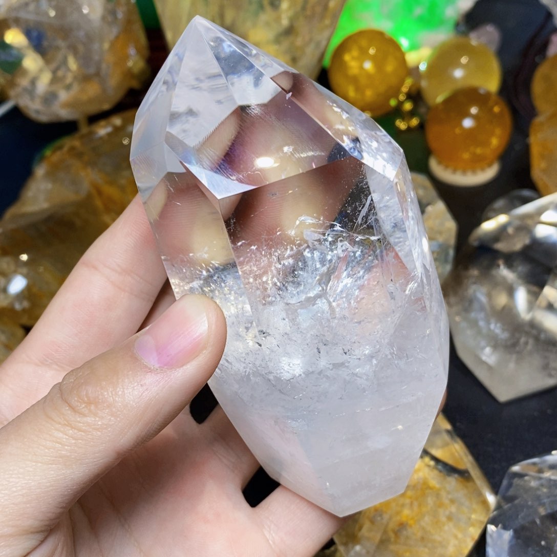 水晶天然白水晶能量柱未镶嵌歇*舍