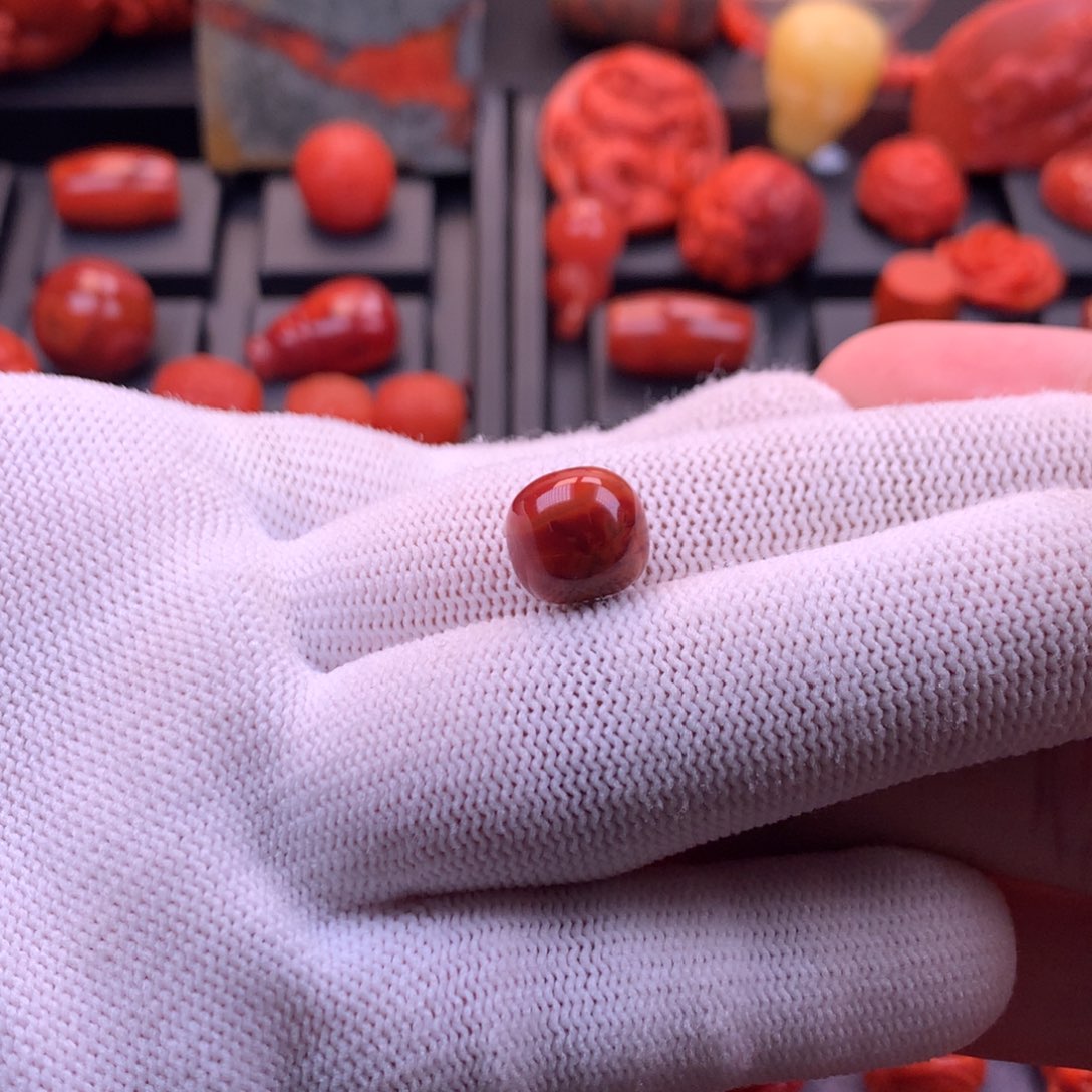 南红玛瑙未镶嵌【传仁】川料原矿妖花火焰老型单珠11.4mm