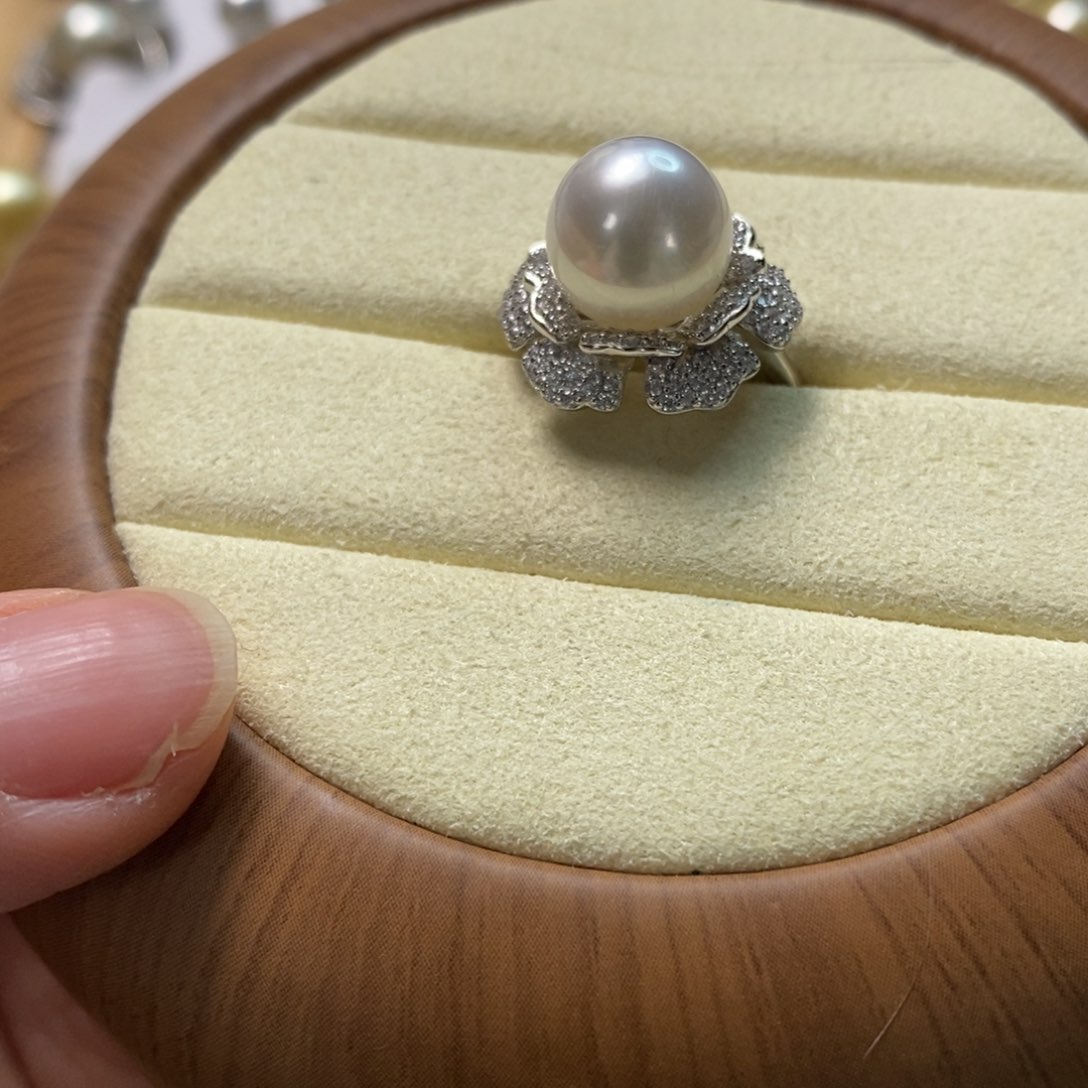 海水珍珠戒指银S925镶嵌