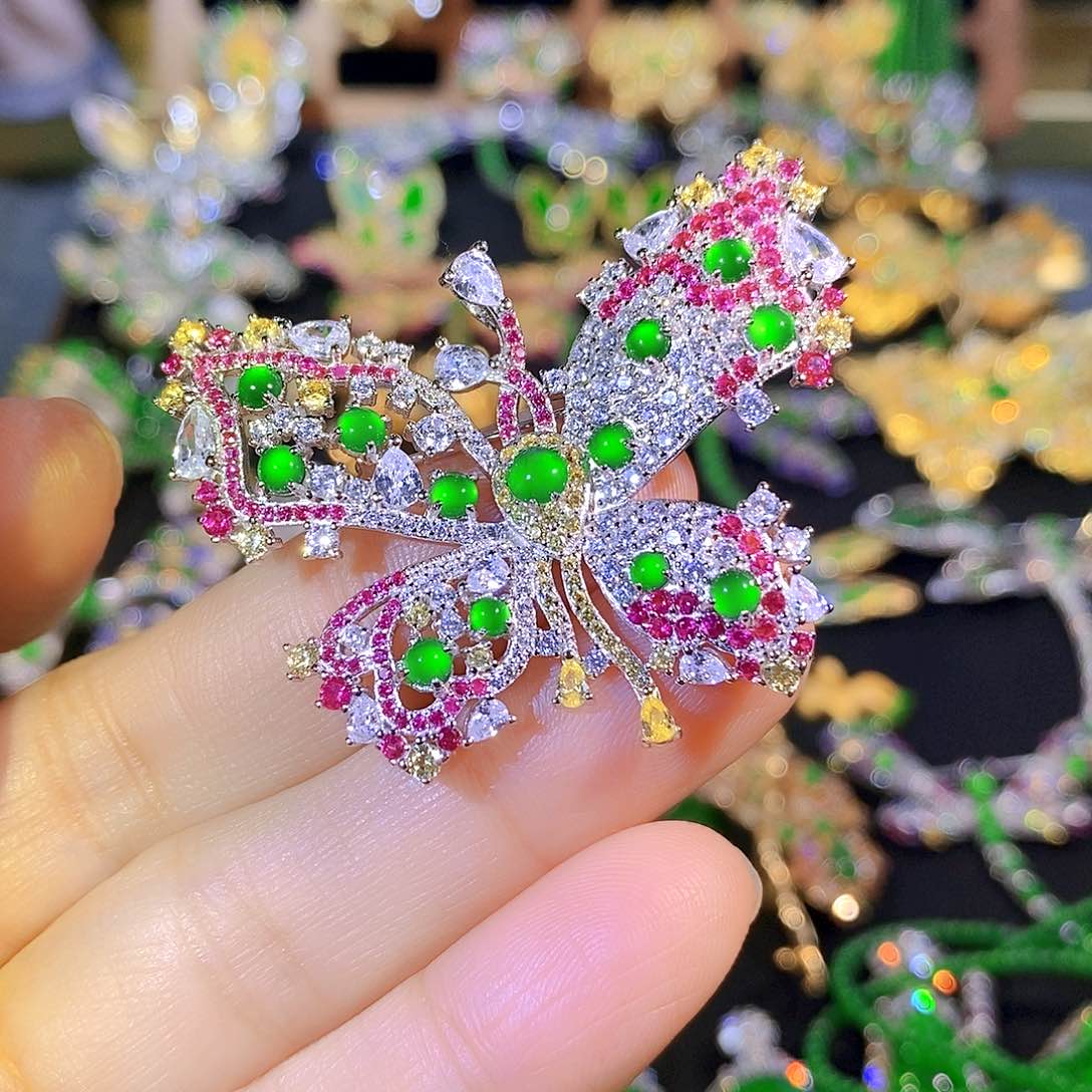 吊坠(不含链)银S925镶嵌翡翠