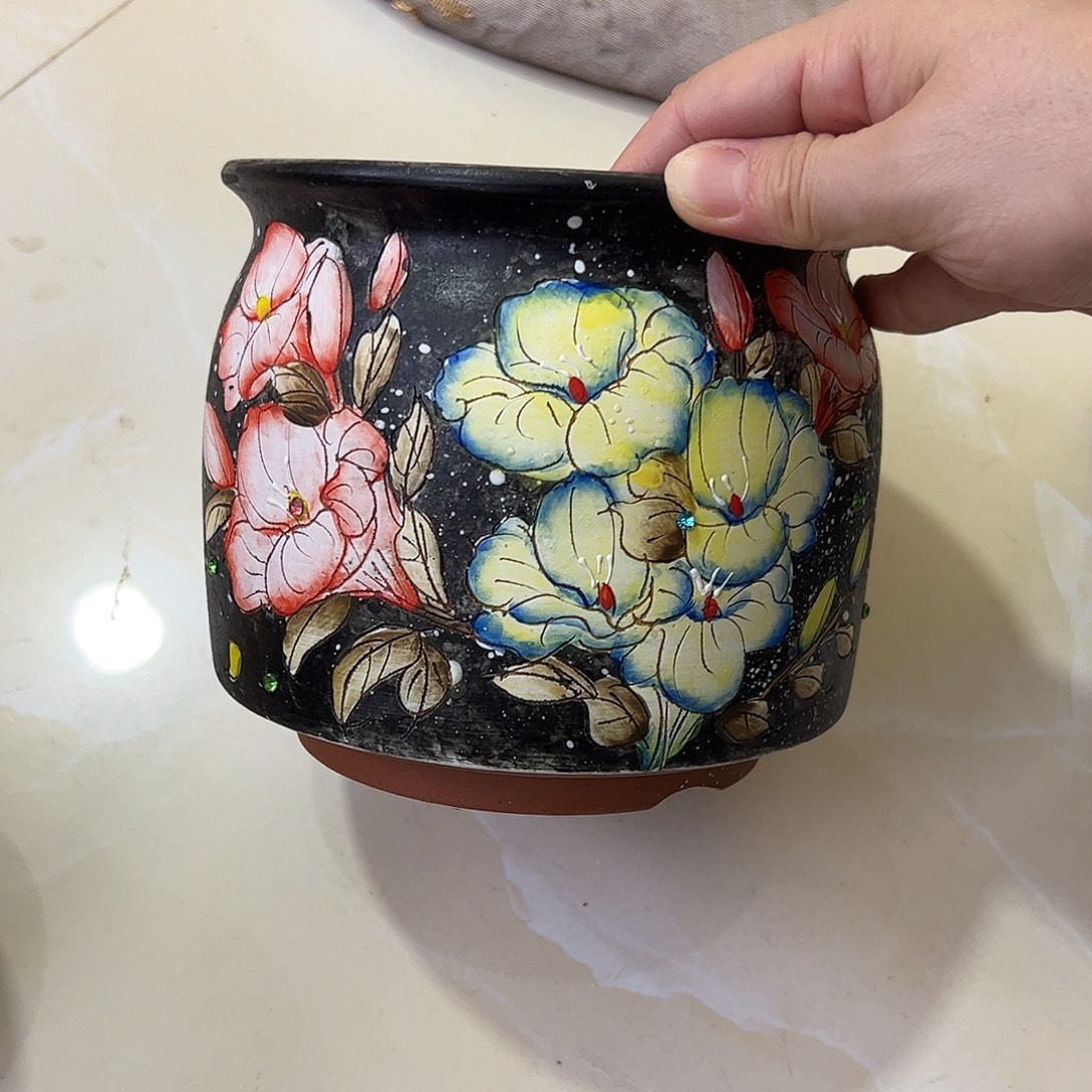 景德镇炫彩手绘景德镇陶瓷花盆