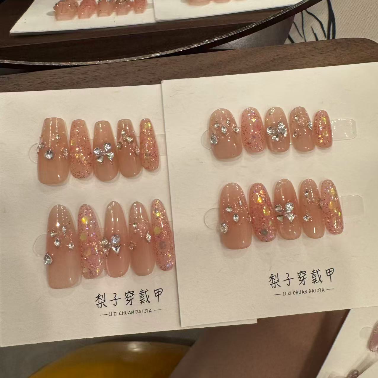 （缤纷夏日）纯手工穿戴美甲高级感纯欲显白可重复使用可拆卸美甲